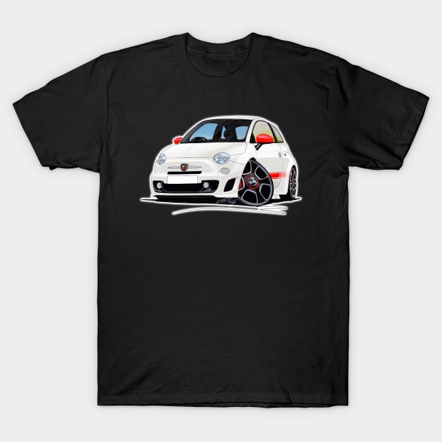 Fiat 500 Abarth White T-Shirt by y30man5